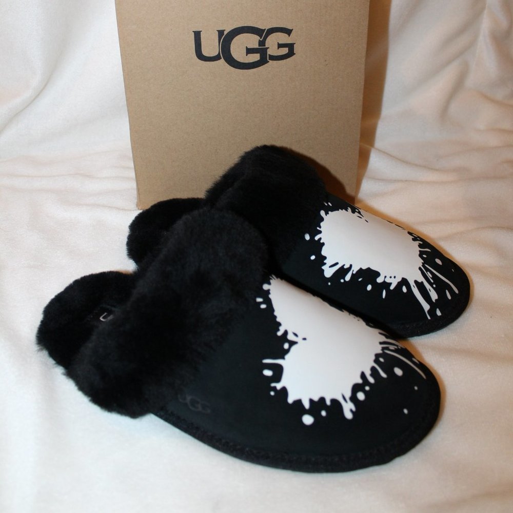 NIB UGG SCUFFETTE WOMEN'S HEART VALENTINE'S SUEDE SHEARLING LINED SLIPPERS